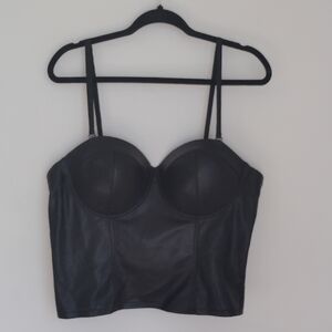 Marc New York Womens Black Faux Leather Corset Bustier Top Sz XL Goth Grunge
